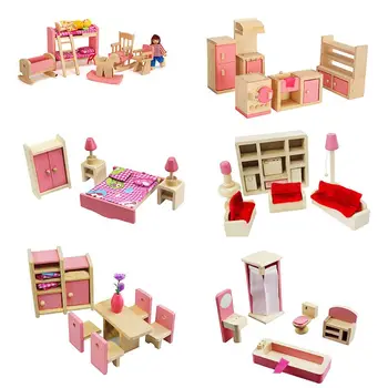 1 Комплект 1: 12 Миниатюр для кукольного домика, деревянная мебель, детские игрушки для игр, подарок для детей