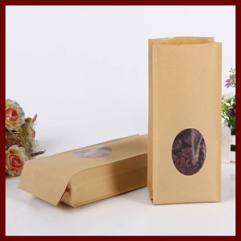 10*24+6 10 шт. коричневые самооткрывающиеся пакеты из крафт-бумаги с окошком для подарков, сладостей, чая, ювелирных изделий, розничной упаковки