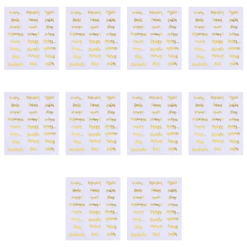 10 Листов Наклеек с золотыми буквами Этикетка эфирного масла Контейнеры для ароматерапии Водонепроницаемая наклейка ПВХ