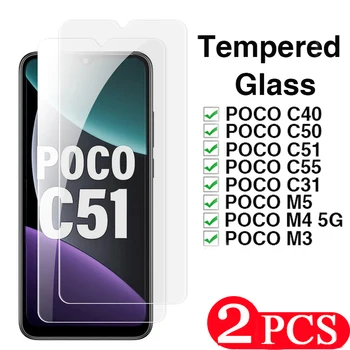 2 шт. защитная пленка для экрана xiaomi Poco C51 C55 M5 F5 Pro из закаленного стекла Для Poco C40 C50 M4 M3 C31 на стекле защитная пленка