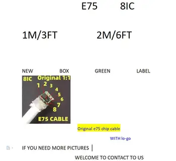 50 шт. Оптом Подлинный Оригинальный 8ic E75 Чип синхронизации данных USB Кабель Зарядного устройства для Foxconn 1 м/3 фута 2 м/6 футов кабель для зарядки телефона