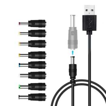 8 в 1 Многофункциональный кабель питания USB-DC со сменными штекерными разъемами Адаптер для камеры Телефона Ноутбука MP3 маршрутизатора
