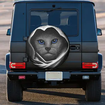 Blue Eyes Cat Покрышка для шин Защитные чехлы для колес Всепогодные Универсальные для прицепа Jeep RV Внедорожник Грузовик Кемпер Туристический прицеп