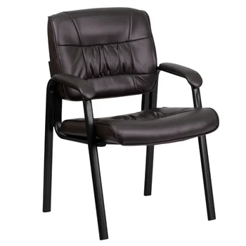BT1404BN Кожаное Кресло для Приема гостей со стороны руководителя с черным Металлическим Каркасом, 26,00x23,25x36,00 Дюймов