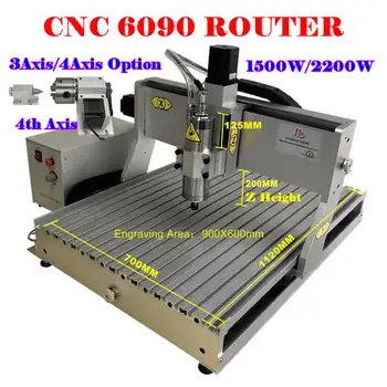 CNC 6090 4-осевой металлический маршрутизатор 2200 Вт 1500 Вт usb порт деревянный 3d гравировально-фрезерный станок для резки печатных плат 200 мм Z axis height kit