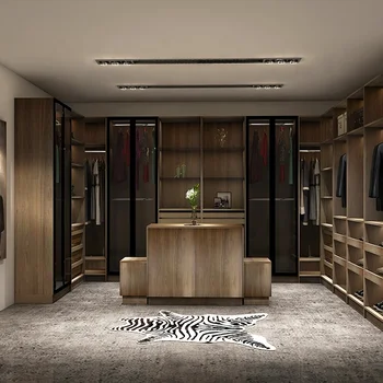 Vermonhouzz Модульная роскошная открытая гардеробная в спальне, Фотографии дизайна деревянного шкафа