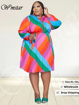 Wmstar Плюс Размер, Платья для женщин, Свободный Бандаж с длинным рукавом и принтом, Африканское платье Макси, Новая осенняя одежда оптом, Прямая поставка
