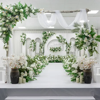 Белая романтическая свадебная цветочная композиция оформление фона мероприятия витрина магазина украшение домашней вечеринки искусственными цветами