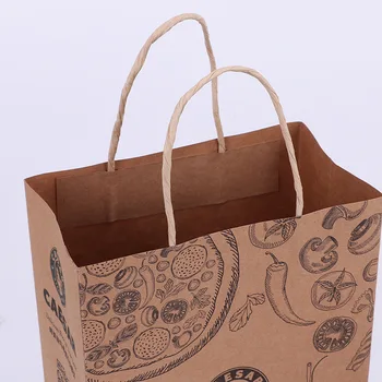 Бумажный пакет с принтом на заказ, ручка для сумки навынос, Крафт-пакет для еды навынос