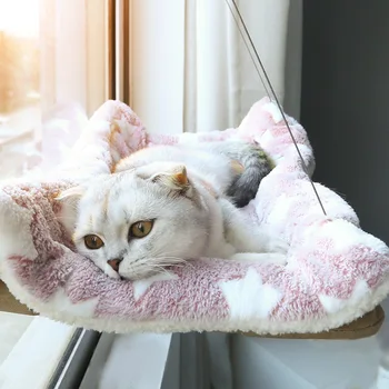 Гамак для кошек с присоской, Милые Подвесные кровати Four Seasons, Универсальный Съемный и моющийся наполнитель для кошачьего туалета, кровать для котенка, Солнечные кровати