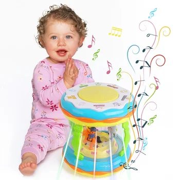Детские игрушки, музыкальные игрушки-погремушки, Океанский ритм, Проекционный Бубен, Светомузыкальный Океанский Барабан, Ранние развивающие подарки для новорожденных