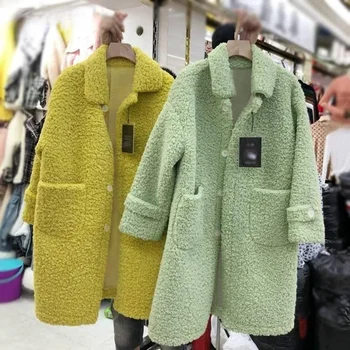 Женское пальто с имитацией овечьего пуха, меховое пальто, Зима 2022, Ханбок, Женское зимнее пальто, Женское меховое пальто, пушистое пальто Оверсайз