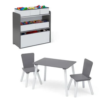 Игровой набор для малышей Delta Children из 4 предметов - включает в себя игровой столик со столешницей для сухого стирания и органайзер для игрушек на 6 ящиков многоразового использования.
