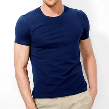 Мужская футболка, однотонная хлопковая футболка с короткими рукавами, мужские топы с круглым вырезом, хлопковая нижняя рубашка