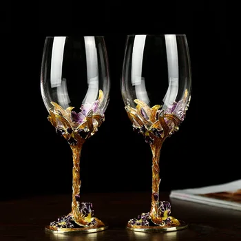 Набор бокалов для вина, 2 больших европейских роскошных креативных хрустальных бокала с бриллиантовой чашкой