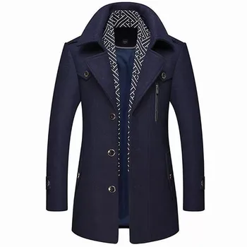 Новая зимняя мужская куртка 2022 года, шерстяная ветровка, пальто для одежды, тренч