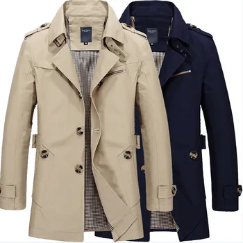 Осенне-зимняя Мужская куртка с флисовой утепленной подкладкой, Высококачественный Тренч с отворотом, Мужское повседневное пальто, Мужское