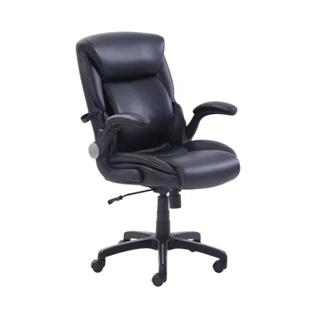 Офисное кресло менеджера из натуральной кожи с пневматическим поясничным креплением, черное Кресло для компьютерных игр, легко поворачиваемое