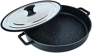 Противень-гриль для плиты с антипригарным покрытием и крышкой для отвода пара, антипригарная посуда, 12 дюймов, Черный,