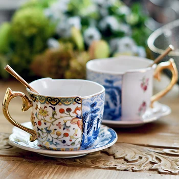 Роскошный набор кофейных чашек и блюдец в британском стиле с позолотой Handel, керамические кофейные кружки для чая с подарочной коробкой