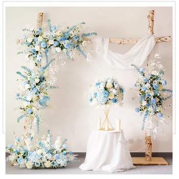 Свадебная композиция декоративный цветочный ряд дорожная арка дверной набор цветочный фон свадебной сцены синяя имитация цветочной композиции