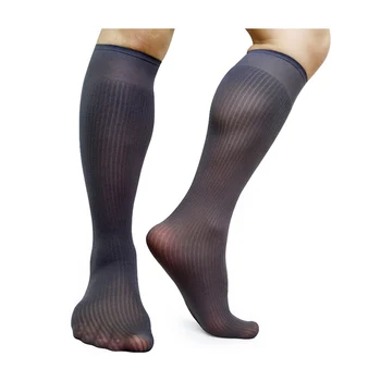 Тонкие мягкие Мужские деловые носки, однотонное вечернее платье в полоску, Длинные носки-трубки, Чулки до колена, Мужские носки, Фетиш-Коллекция