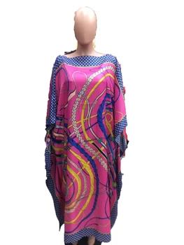Традиционное богемное пляжное шелковое платье полной длины с принтом на одно плечо, африканская женская абайя, мусульманские платья