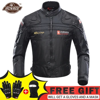 Черная мотоциклетная куртка DUHAN + мотоциклетные брюки, Мужской костюм для мотокросса, Бронежилет с защитой бедер, комплект мотоодежды