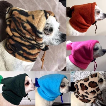 Шапка для домашних собак, Теплая шапка с регулировкой шнурка, зимняя Маленькая Меховая шапка с шариком, Флисовая шапка для защиты щенка от холода, Забавный головной убор для собак